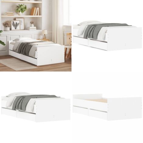 Estructura de cama con cajones blanco 90x200 cm - Estructura de cama - Cajones para cama