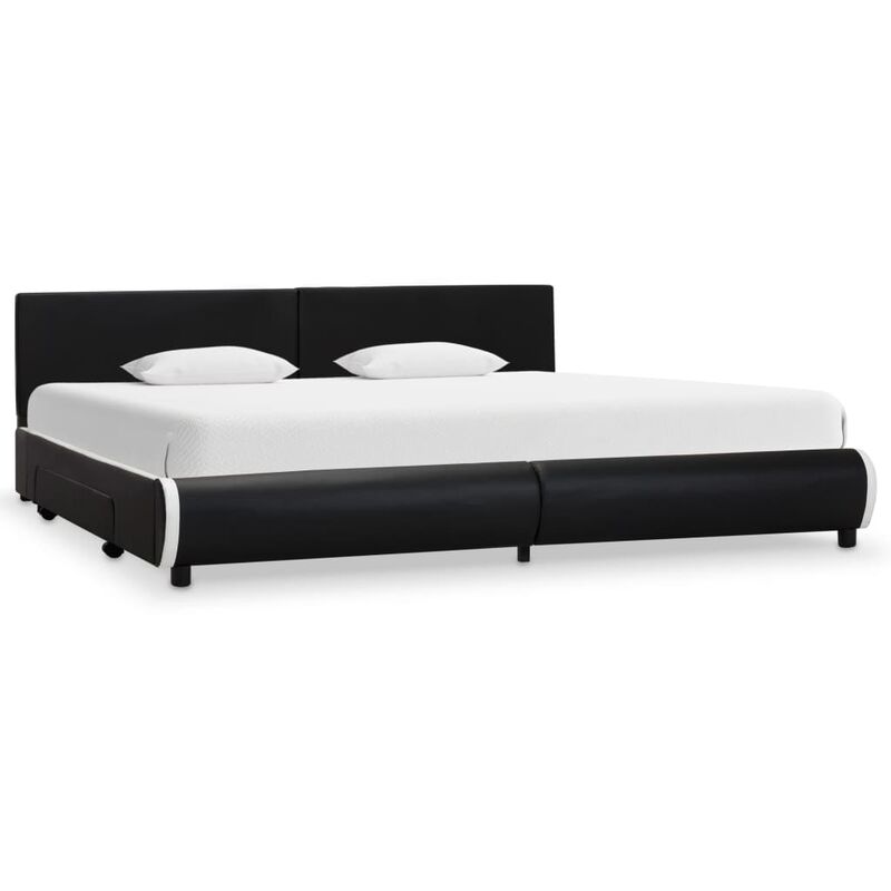 

Estructura de cama con cajones piel sintética negra 180x200 cm