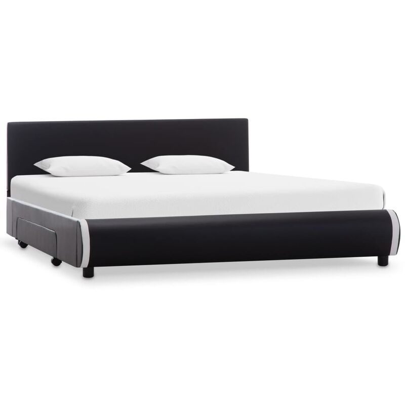 

vidaXL Estructura de Cama con Cajones Piel Sintética Negra 120x200 cm - Negro