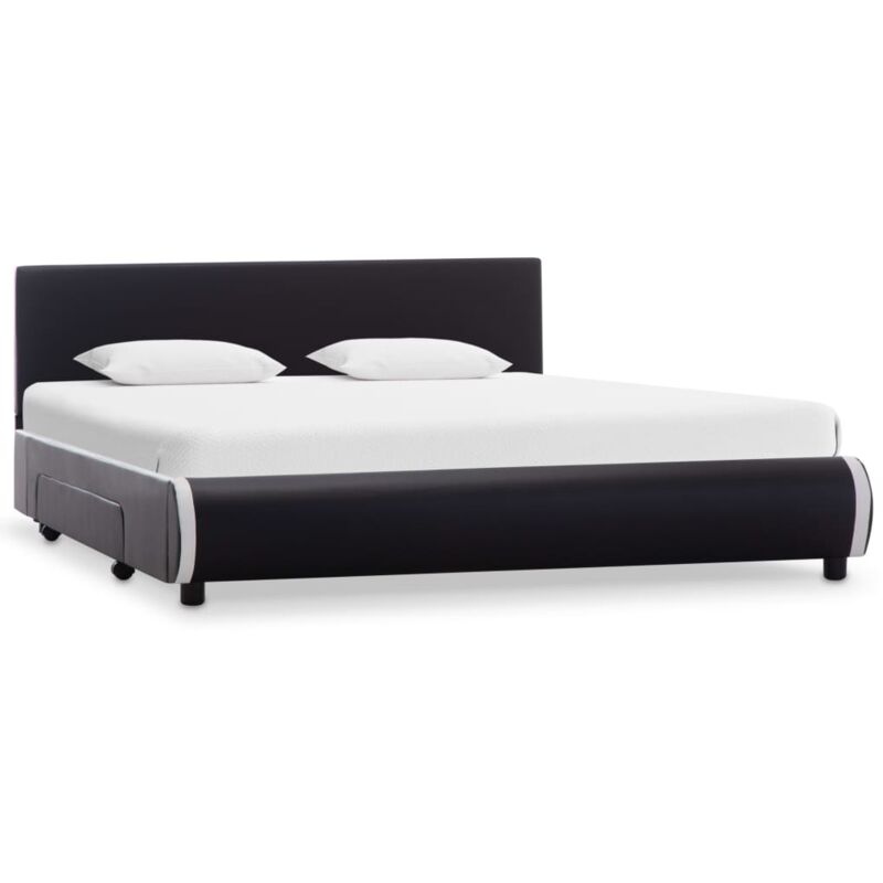

Estructura de Cama con Cajones Piel Sintética Negra 140x200 cm - Negro - Vidaxl