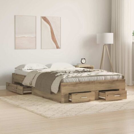 Estructura de cama con cajones Roble artisan 120 x 190 cm