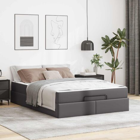 Estructura de cama con colchón con colchón Gris 140 x 200 cm
