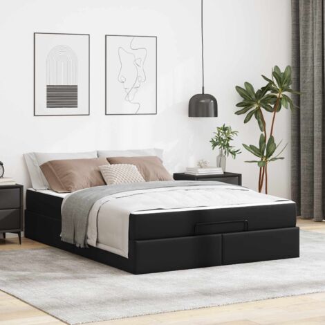 Estructura de cama con colchón con colchón Negro 140 x 190 cm