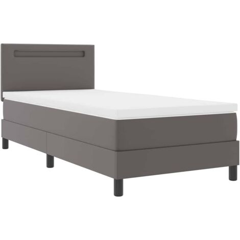 Estructura de cama con colchón Gris 90 x 190 cm Cuero sintético vidaXL