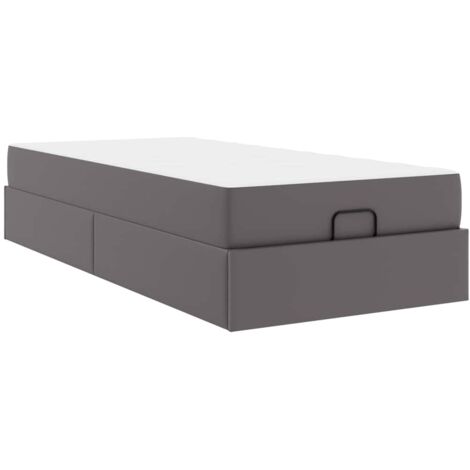 Estructura de cama con colchón Gris 90 x 200 cm Cuero sintético