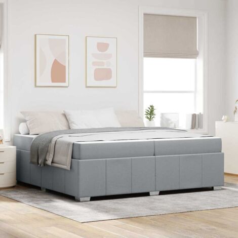 Estructura de cama con colchón Gris claro 200 x 200 cm tela