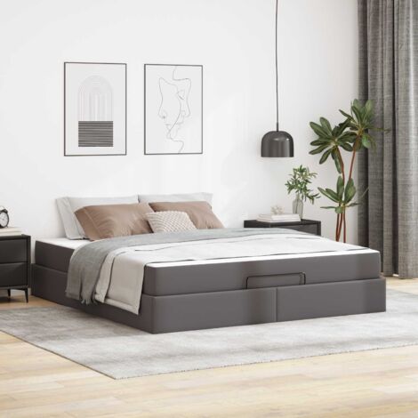 Estructura de cama con colchón Otro 2 pcs Gris PVC