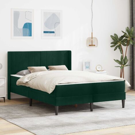 Estructura de cama con colchón Verde oscuro 160 x 200 cm