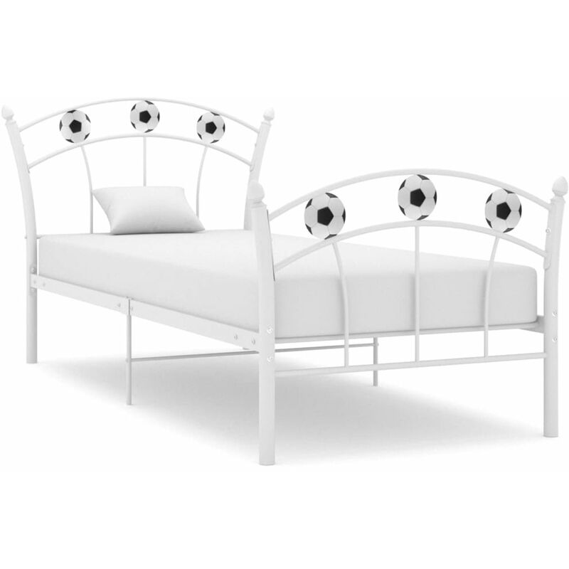 

Estructura de cama con diseno de futbol metal blanco 90x200 cm