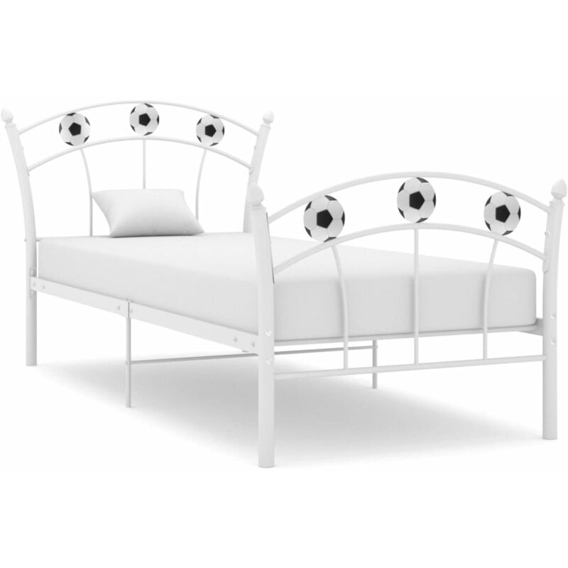 

Estructura de cama con diseño de fútbol metal blanco 90x200 cm