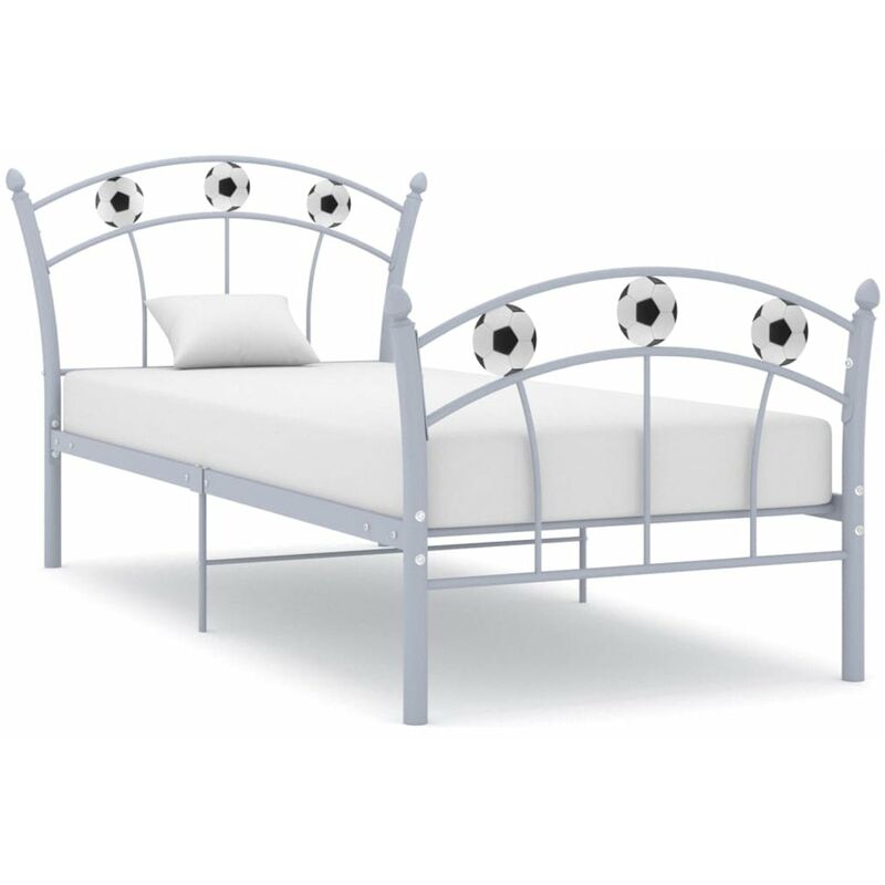 

Estructura de cama con diseno de futbol metal gris 90x200 cm