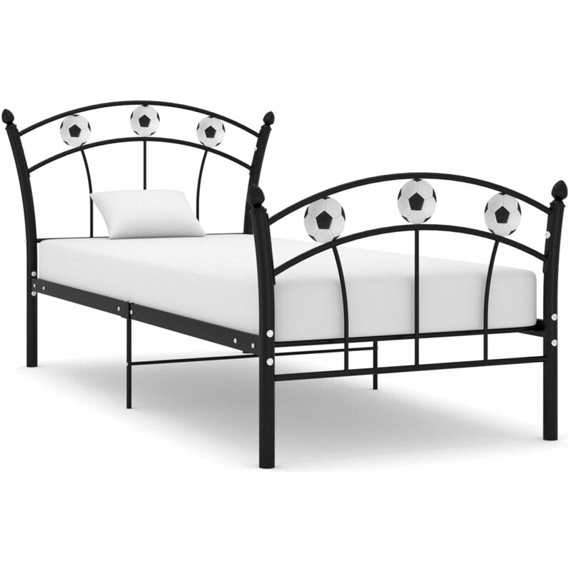 

Estructura de cama con diseno de futbol metal negro 90x200 cm