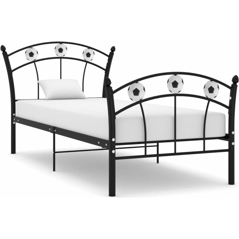 

Estructura de cama con diseño de fútbol metal negro 90x200 cm