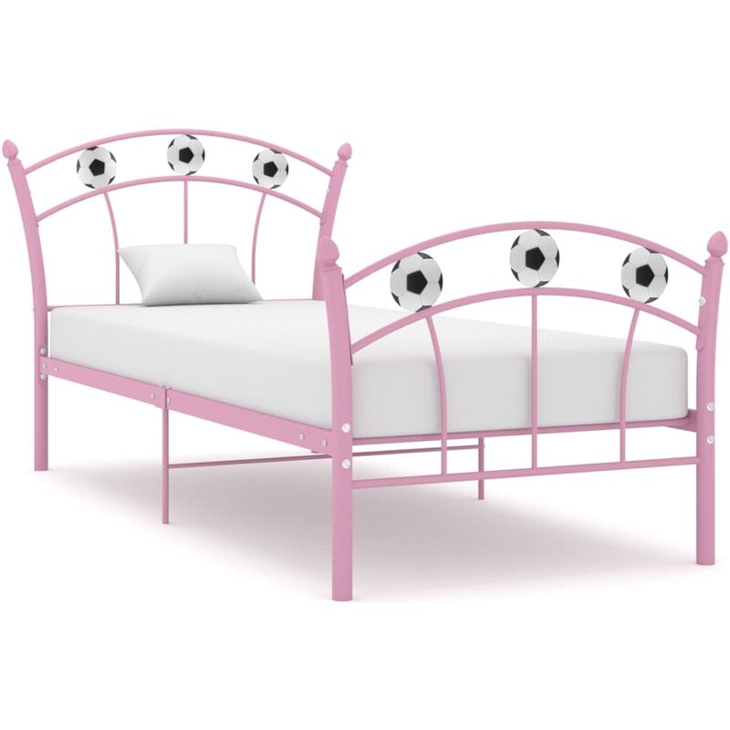 

Estructura de cama con diseño de fútbol metal rosa 90x200 cm