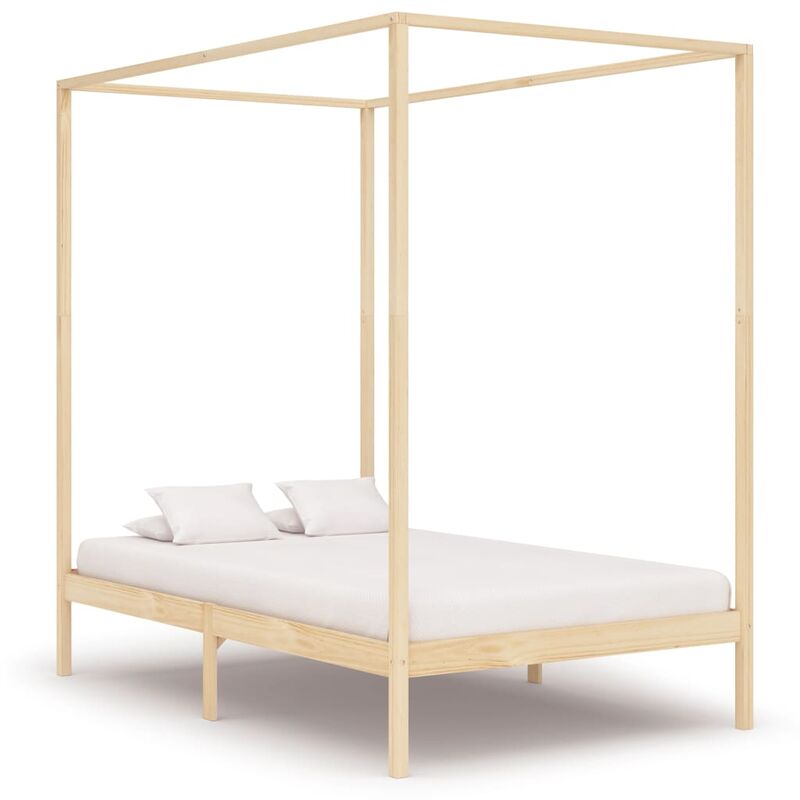 

Estructura de cama con dosel madera maciza de pino 140x200 cm - Marrón