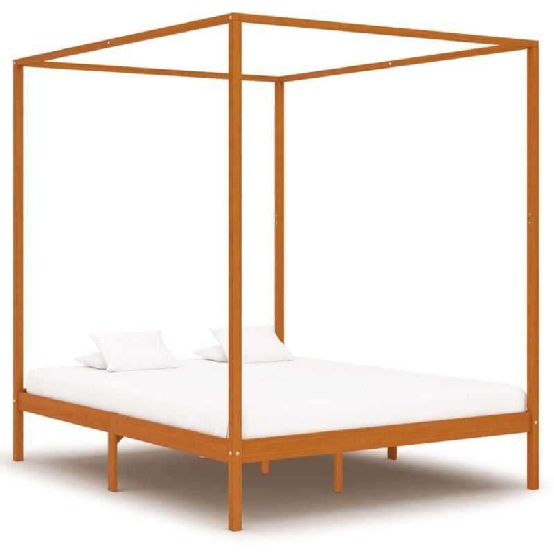 

Estructura de Cama con Dosel Madera Maciza de Pino Marrón Miel 160x200 cm - Marrón - Vidaxl