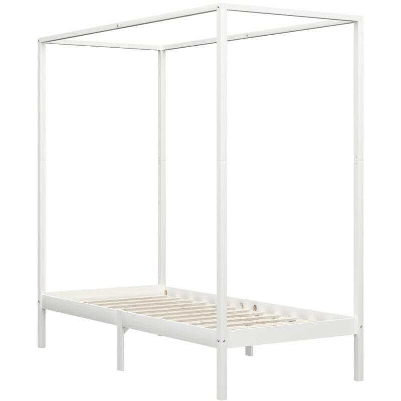 

Estructura de Cama con Dosel Madera Maciza de Pino Blanco 100x200 cm - Blanco - Vidaxl