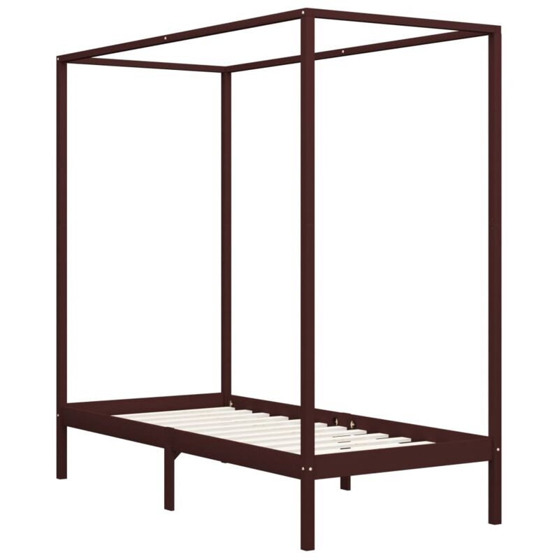

vidaXL Estructura de Cama con Dosel Madera Maciza de Pino Marrón Oscuro 100x200 cm - Marrón