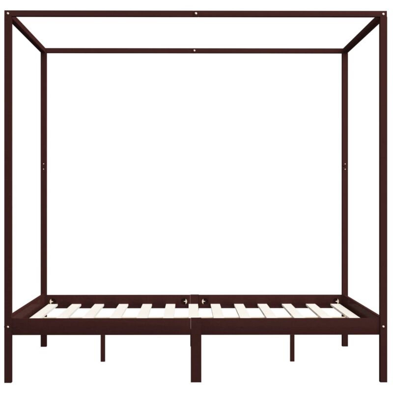 

Estructura de Cama con Dosel Madera Maciza de Pino Marrón Oscuro 180x200 cm - Marrón - Vidaxl