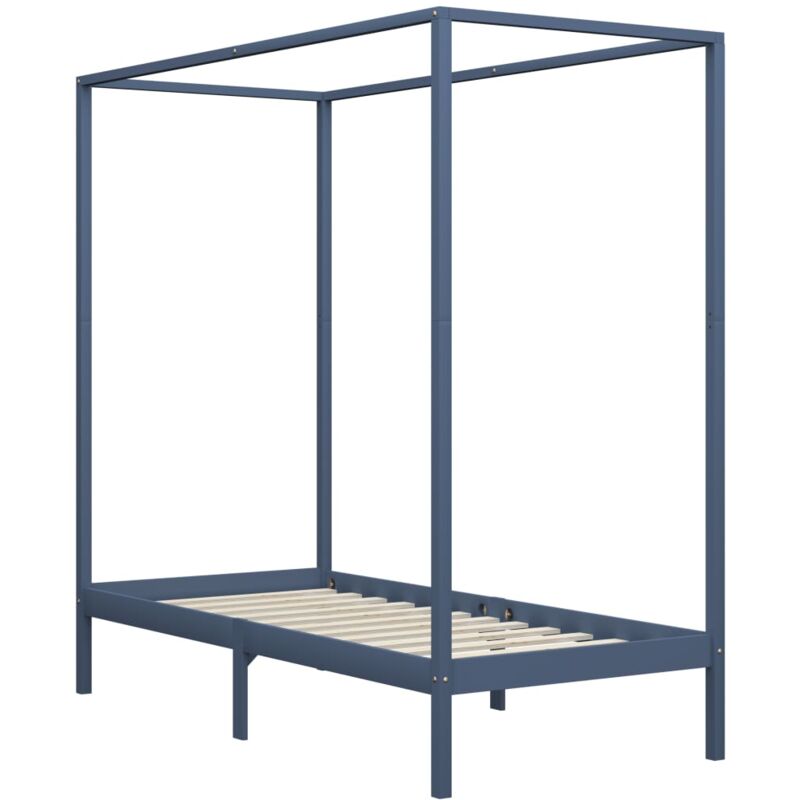 

Estructura de Cama con Dosel Madera Maciza de Pino Gris 90x200 cm - Gris - Vidaxl