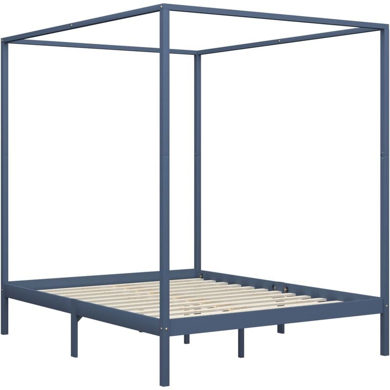 

Estructura de Cama con Dosel Madera Maciza de Pino Gris 160x200 cm - Gris - Vidaxl