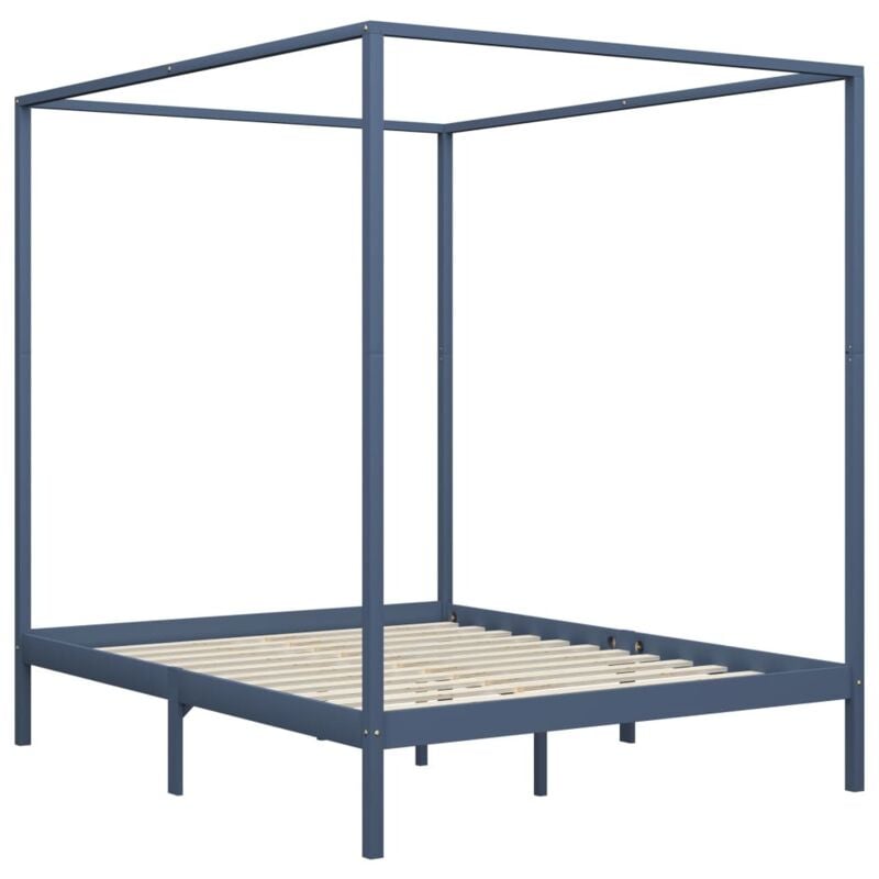 

Estructura de Cama con Dosel Madera Maciza de Pino Gris 180x200 cm - Gris - Vidaxl
