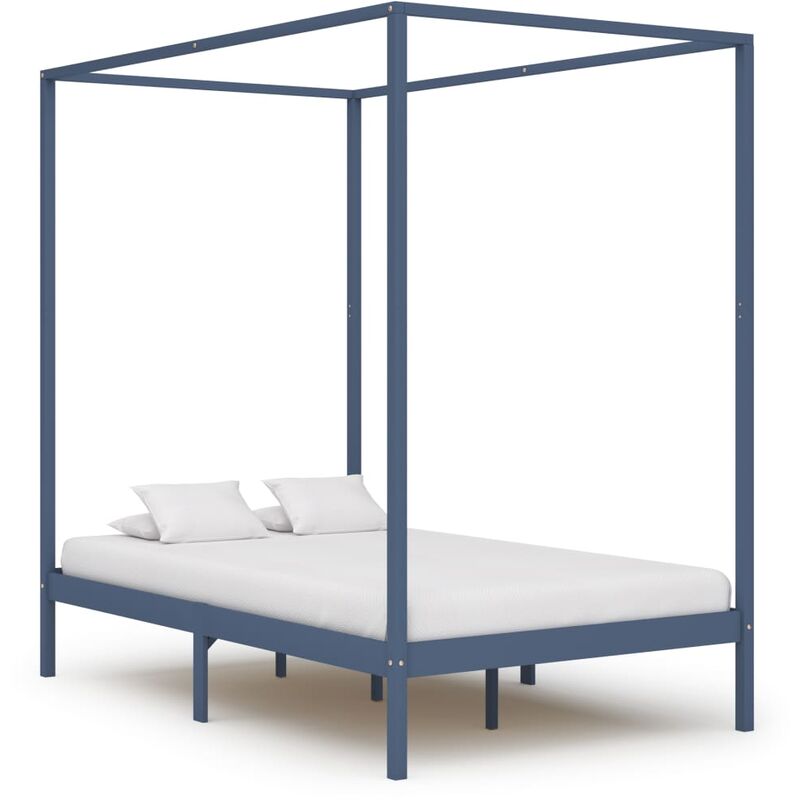

Estructura de cama con dosel madera maciza pino gris 140x200 cm