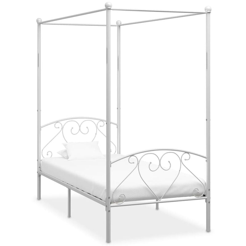 

Estructura de cama con dosel metal blanco 100x200 cm - Blanco