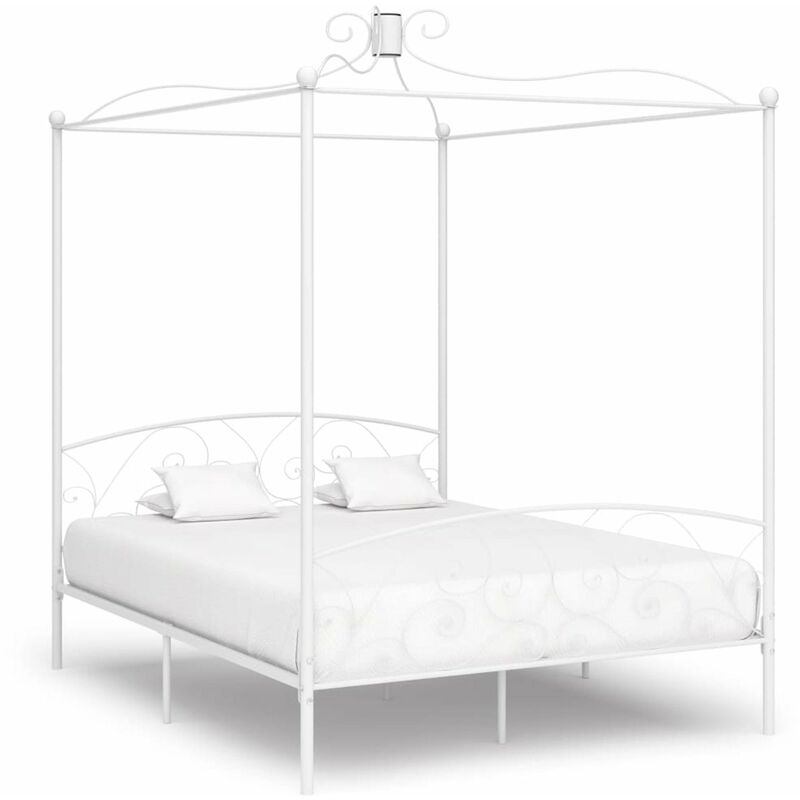 

Estructura de cama con dosel metal blanco 180x200 cm