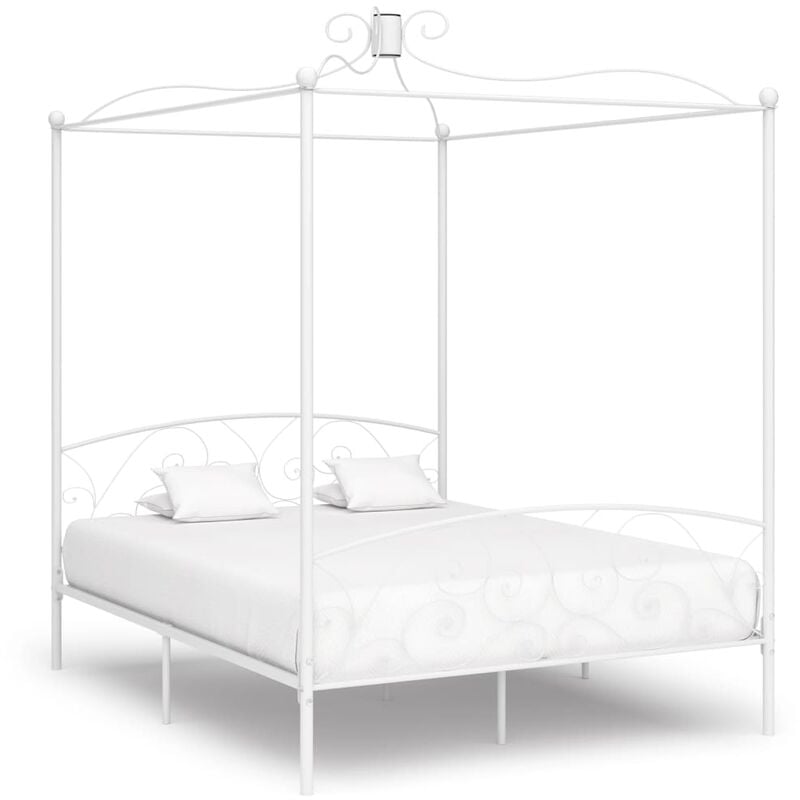 

Estructura de cama con dosel metal blanco 180x200 cm