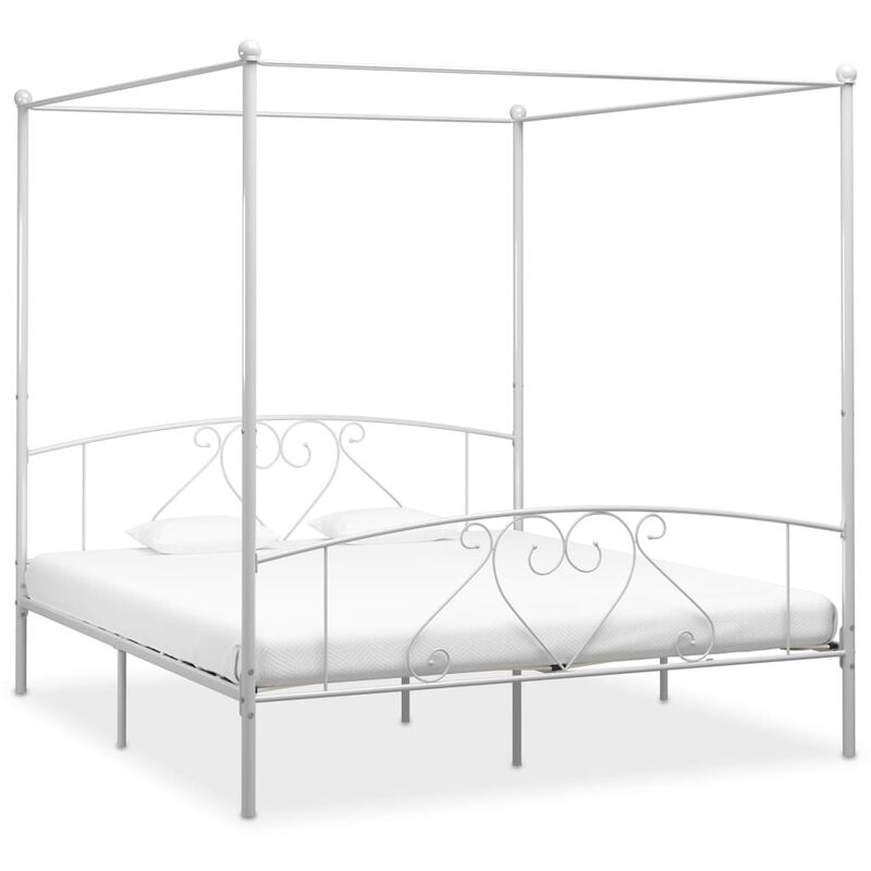 

Estructura de cama con dosel metal blanco 200x200 cm