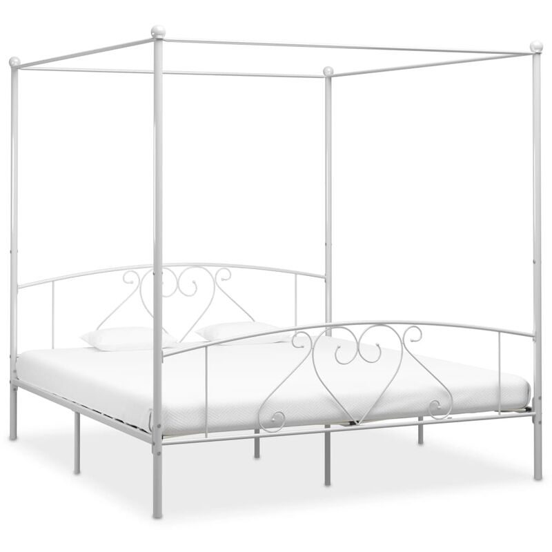 

Estructura de cama con dosel metal blanco 200x200 cm - Blanco