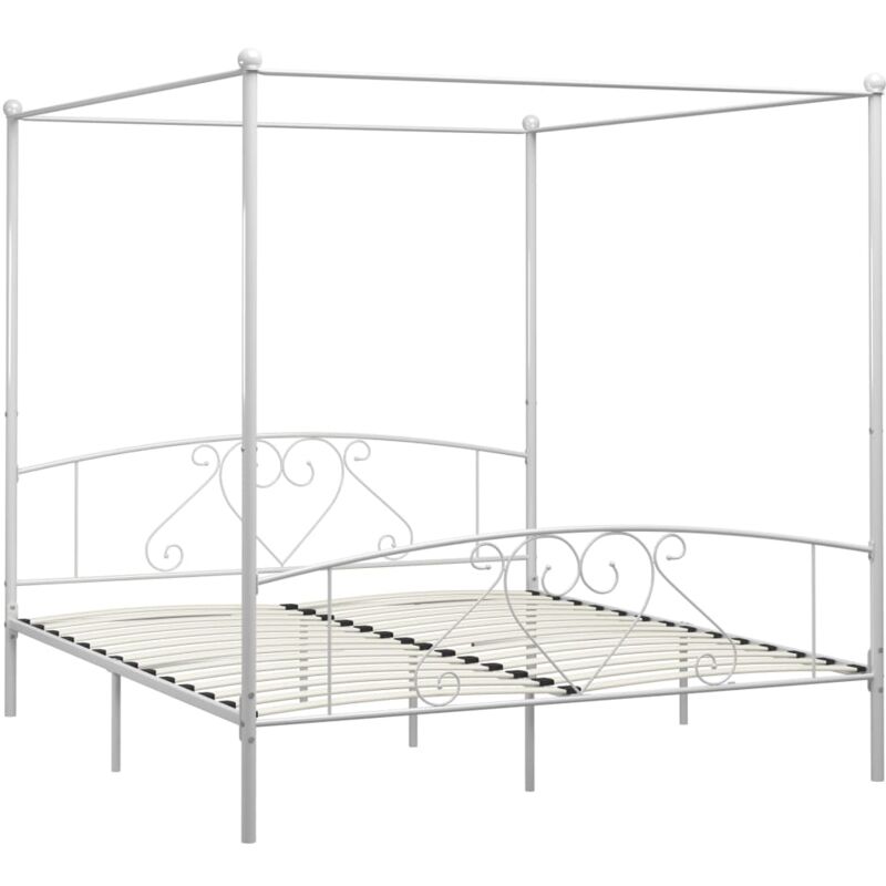 

vidaXL Estructura de Cama con Dosel Metal Blanco 200x200 cm - Blanco