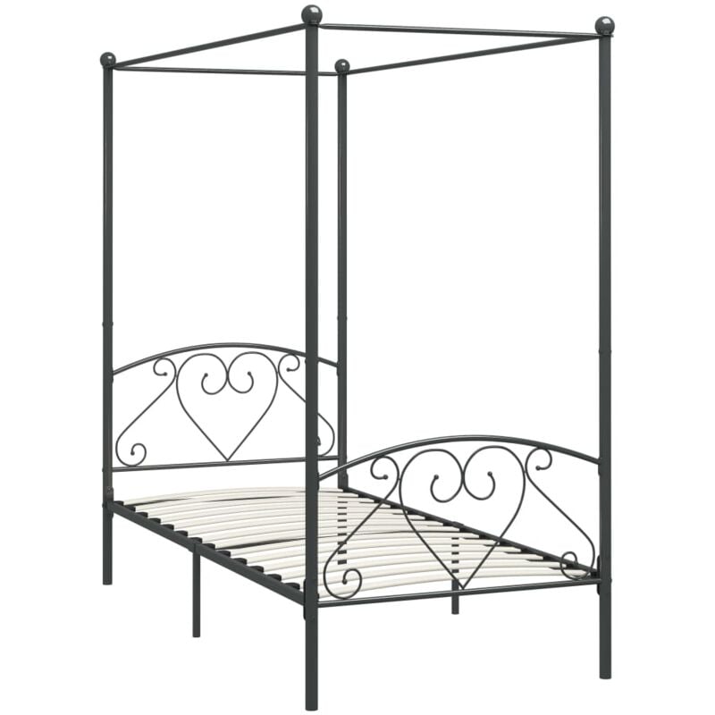 

vidaXL Estructura de Cama con Dosel Metal Gris 120x200 cm - Gris