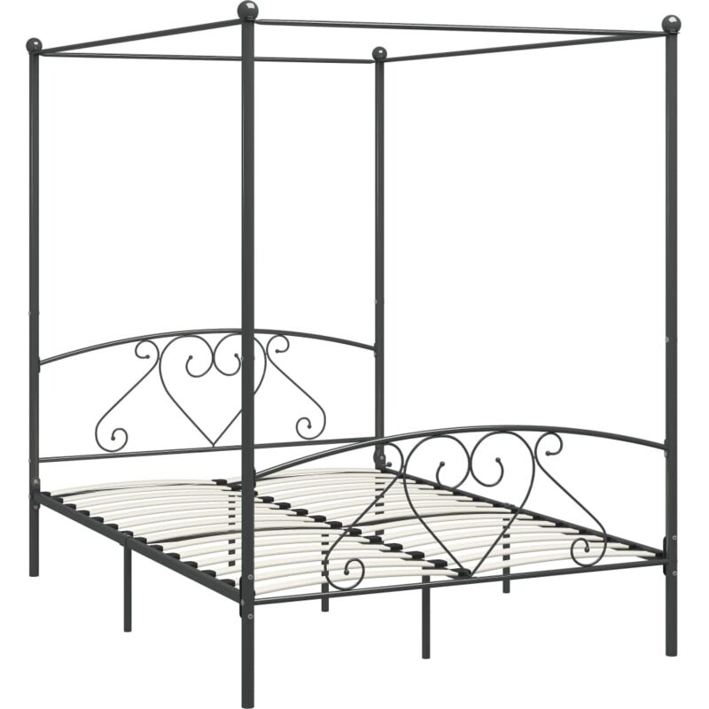 

Estructura de Cama con Dosel Metal Gris 140x200 cm - Gris - Vidaxl