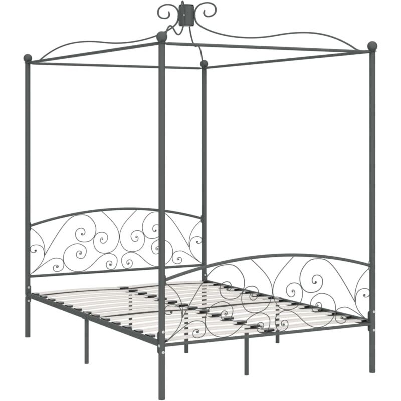 

Estructura de Cama con Dosel Metal Gris 120x200 cm - Gris - Vidaxl