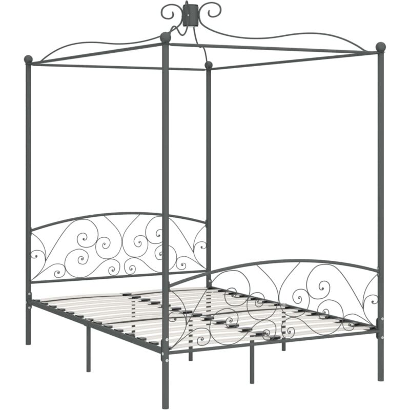 

Estructura de Cama con Dosel Metal Gris 140x200 cm - Gris - Vidaxl