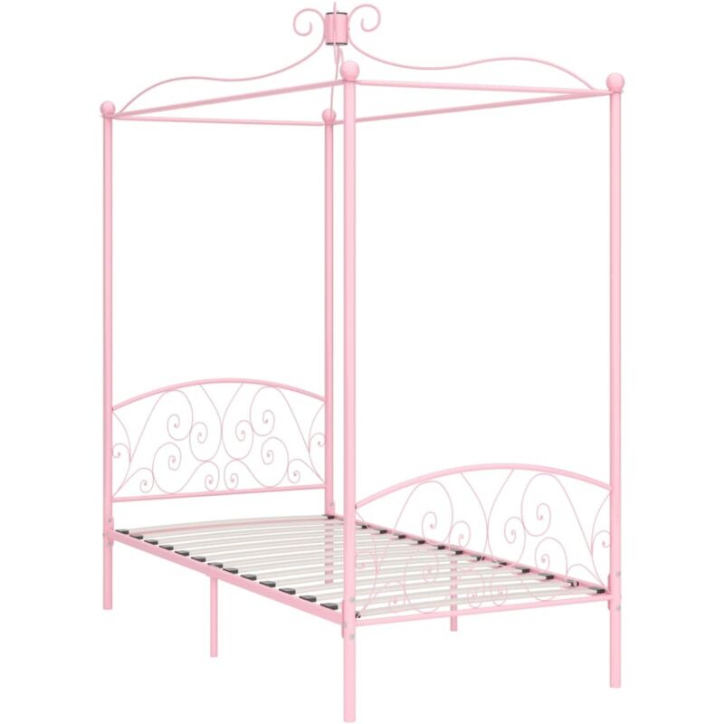 

vidaXL Estructura de Cama con Dosel Metal Rosa 100x200 cm - Rosa