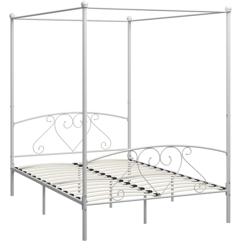 

Estructura de Cama con Dosel Metal Blanco 160x200 cm - Blanco - Vidaxl