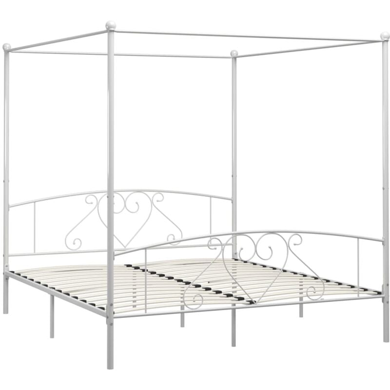 

Estructura de Cama con Dosel Metal Blanco 180x200 cm - Blanco - Vidaxl