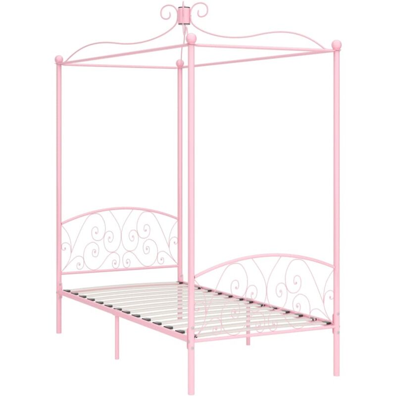 

vidaXL Estructura de Cama con Dosel Metal Rosa 90x200 cm - Rosa