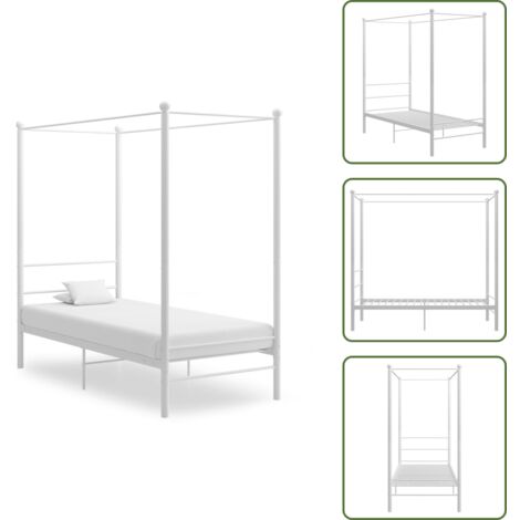 Estructura de cama con dosel metal blanco 90x200 cm