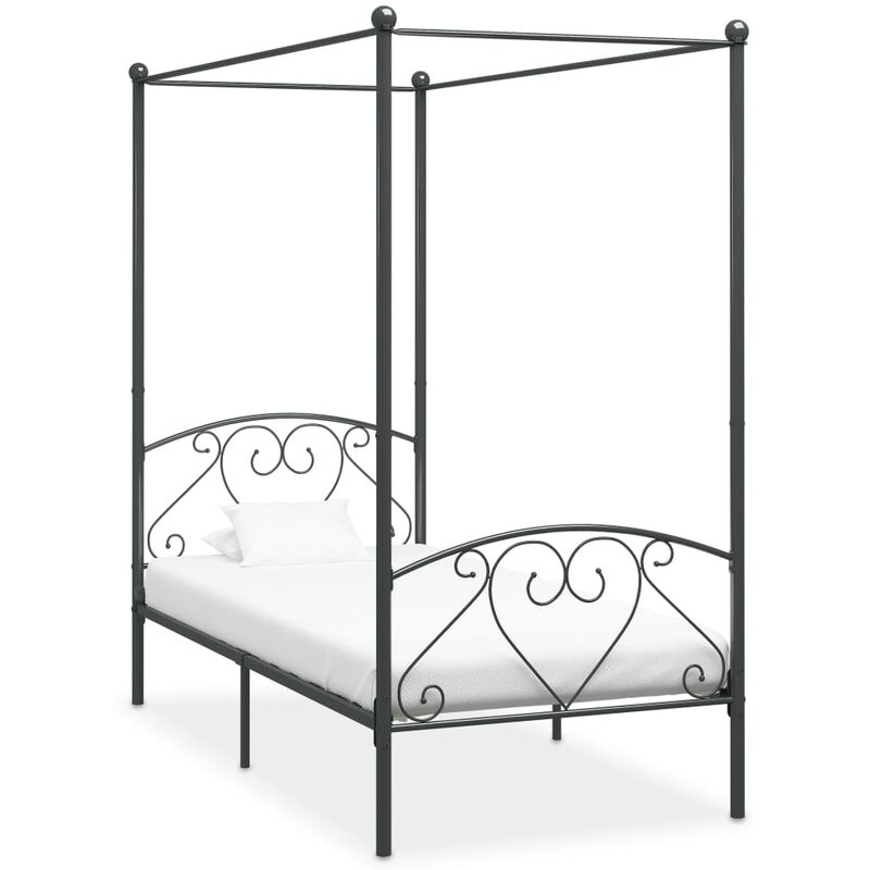 

Estructura de cama con dosel metal gris 100x200 cm