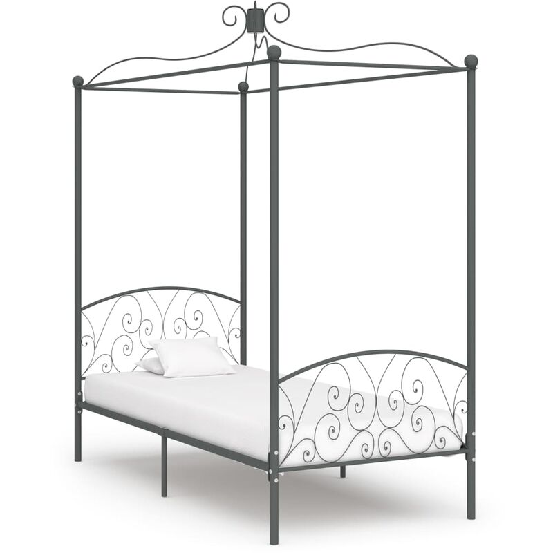 

Estructura de cama con dosel metal gris 100x200 cm