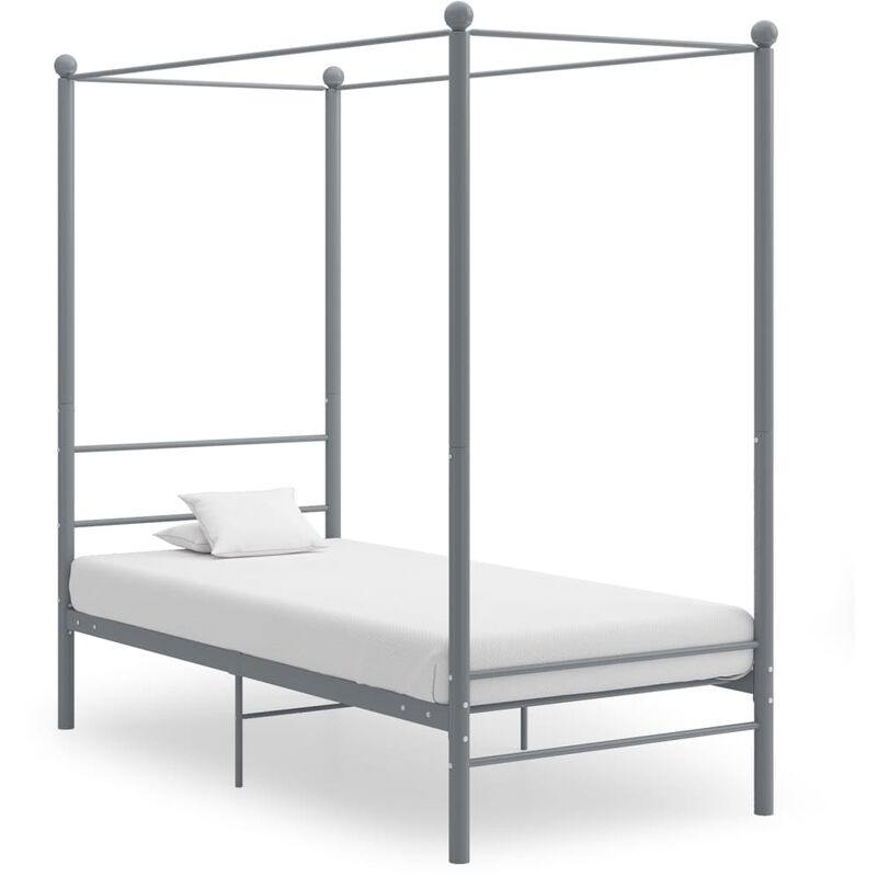 

Estructura de cama con dosel metal gris 100x200 cm