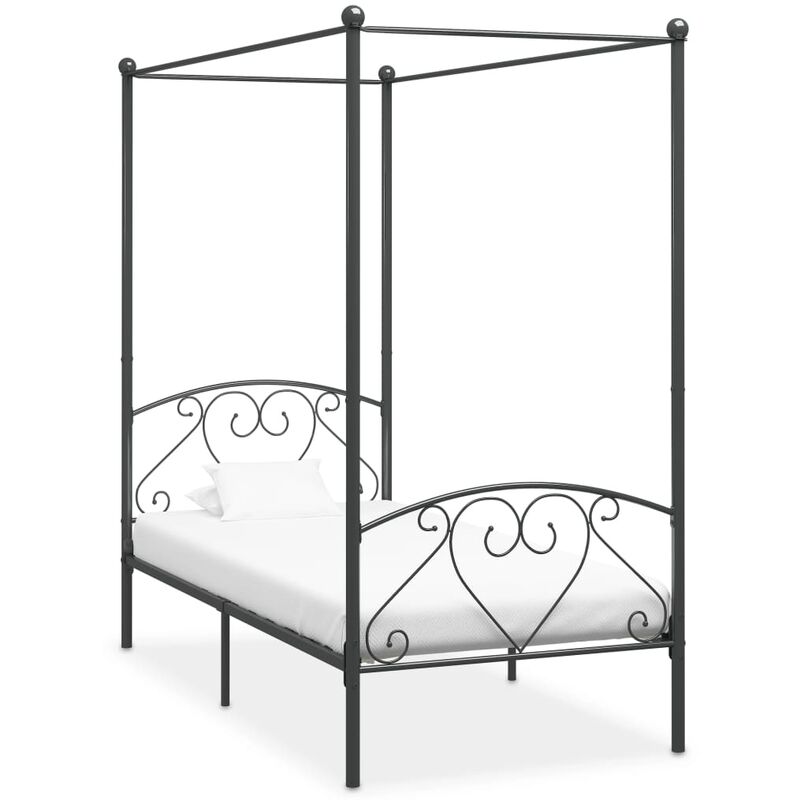 

Estructura de cama con dosel metal gris 100x200 cm - Gris