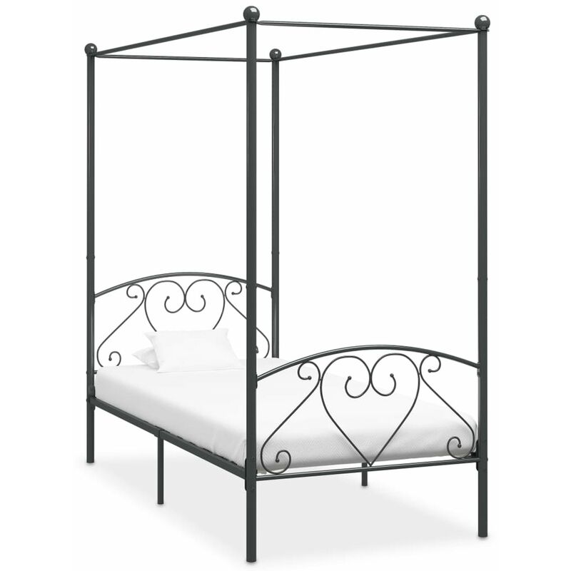 

Estructura de cama con dosel metal gris 120x200 cm