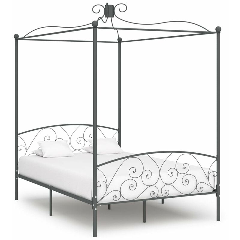 

Estructura de cama con dosel metal gris 120x200 cm