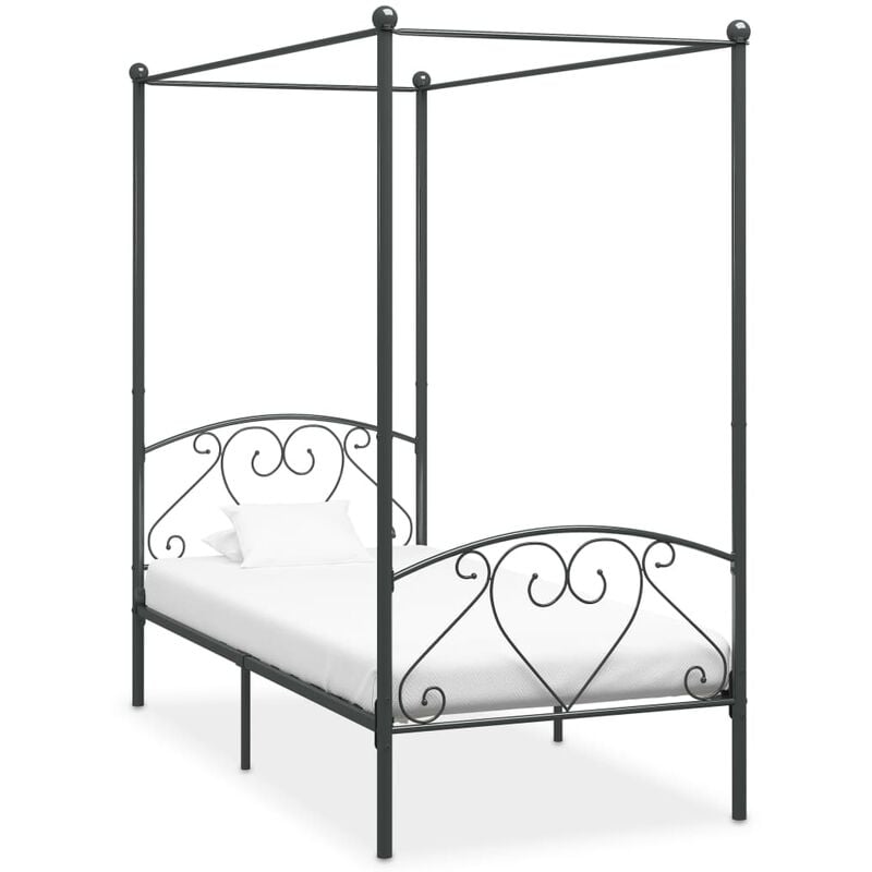 

Estructura de cama con dosel metal gris 120x200 cm - Gris