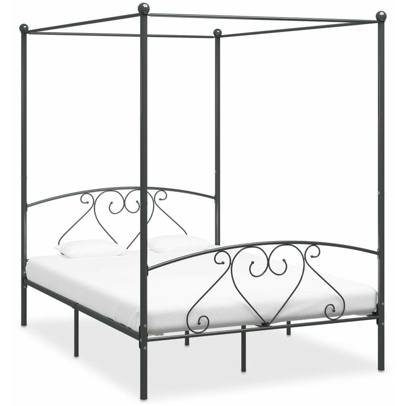 

Estructura de cama con dosel metal gris 140x200 cm